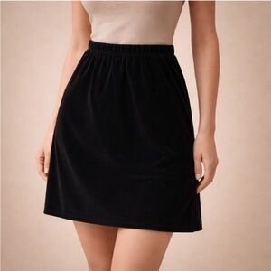 R&K Originals Black Velvet Skirt Petite 12P Elegant Holiday Evening Skirt